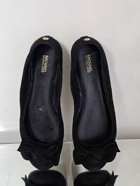 MICHAEL Michael Kors Black Suede Knot Bow Ballet Flats